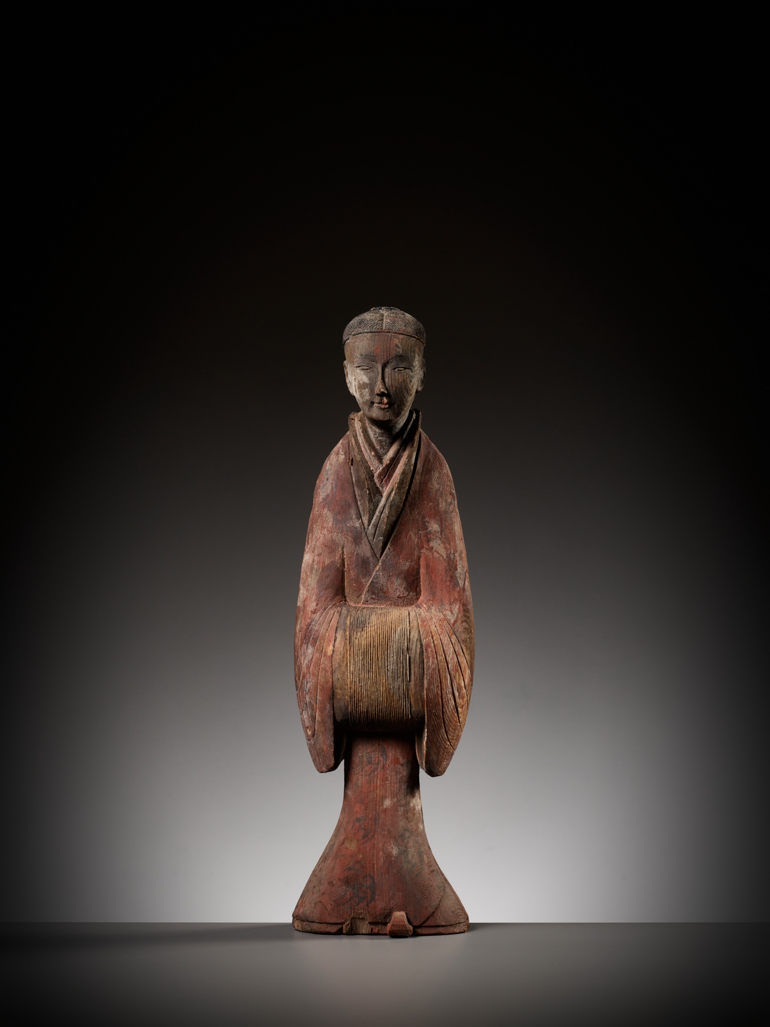 A PAINTED WOOD FIGURE OF A COURT LADY, WARRING STATES PERIOD TO WESTERN HAN DYNASTY - Image 13 of 18