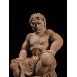 AN IMPORTANT TERRACOTTA STATUE OF VAJRAPANI IN THE FORM OF HERCULES, ANCIENT REGION OF GANDHARA