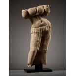 A SANDSTONE TORSO OF A YAKSHI, INDIA, MATHURA, KUSHAN PERIOD, 1ST-2ND CENTURY