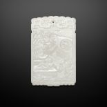 A WHITE JADE 'ROMANCE OF THE WESTERN CHAMBER' PLAQUE, 18TH CENTURY