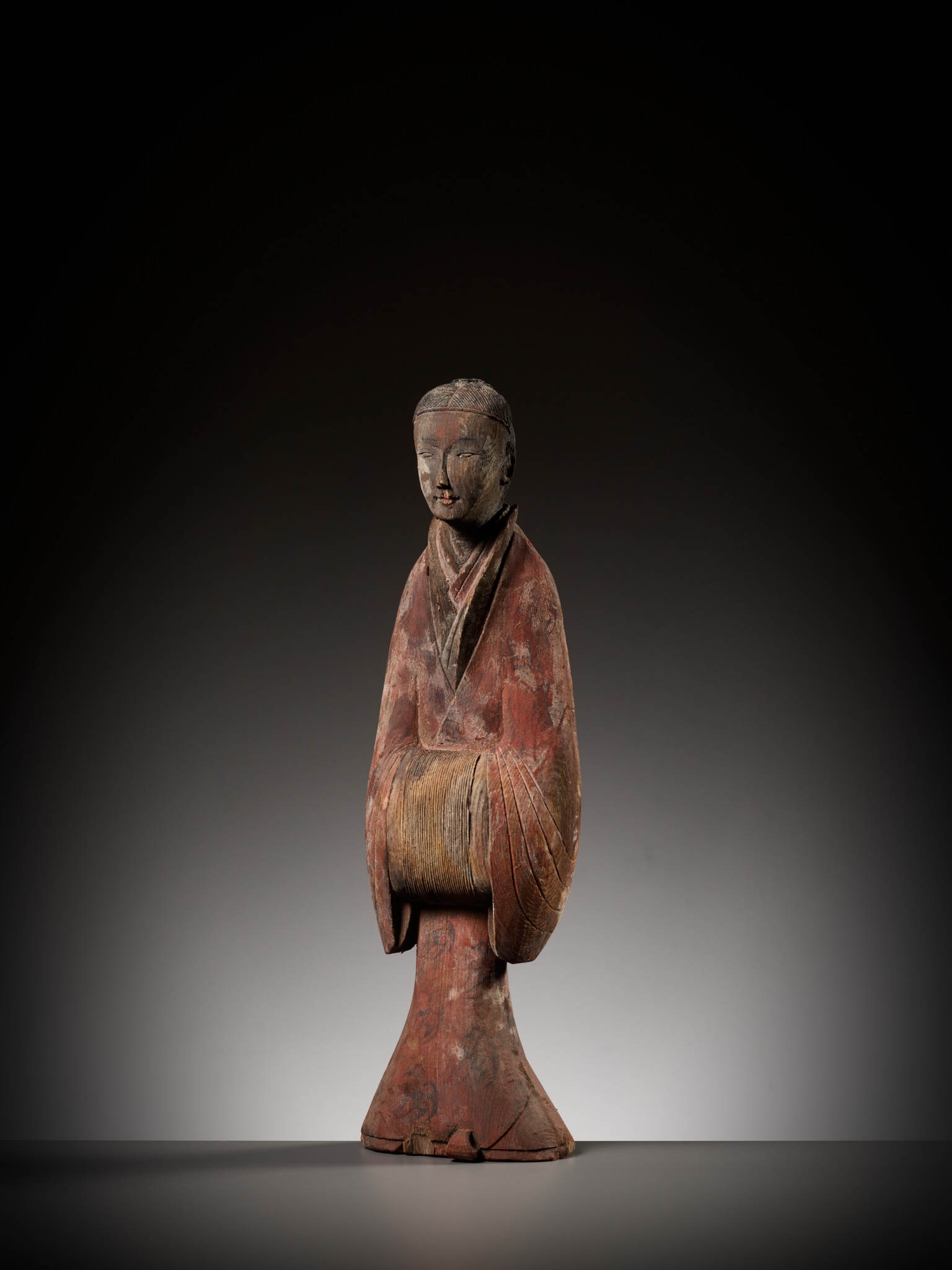 A PAINTED WOOD FIGURE OF A COURT LADY, WARRING STATES PERIOD TO WESTERN HAN DYNASTY - Image 6 of 18