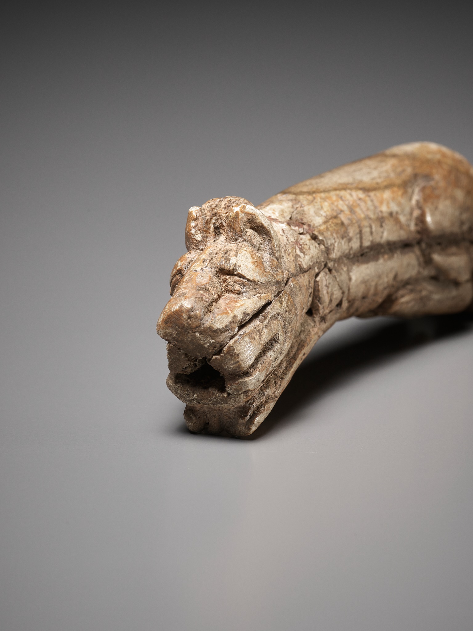 A RARE CARVED BONE FIGURE OF A TIGER, SHANG DYNASTY - Image 16 of 17