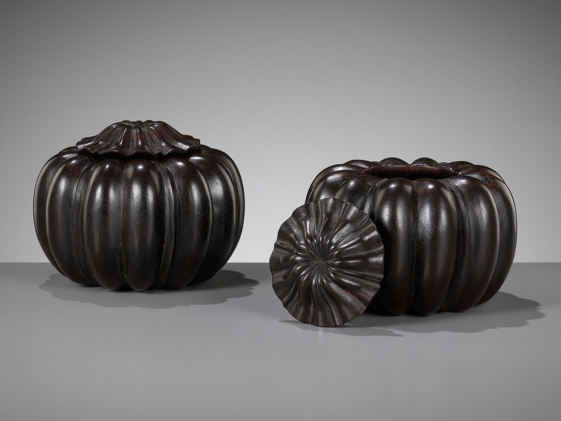 A PAIR OF ZITAN WEIQI COUNTER CONTAINERS, WEIQIZIHE, 17TH-18TH CENTURY