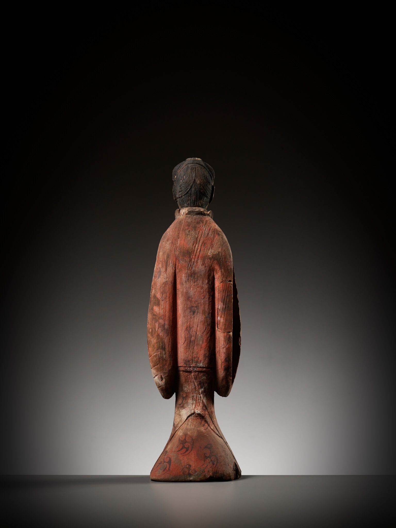 A PAINTED WOOD FIGURE OF A COURT LADY, WARRING STATES PERIOD TO WESTERN HAN DYNASTY - Image 10 of 18