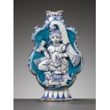 A JAIPUR BLUE POTTERY 'PARVATI' FLASK, INDIA, RAJASTHAN, 19TH CENTURY OR EARLIER