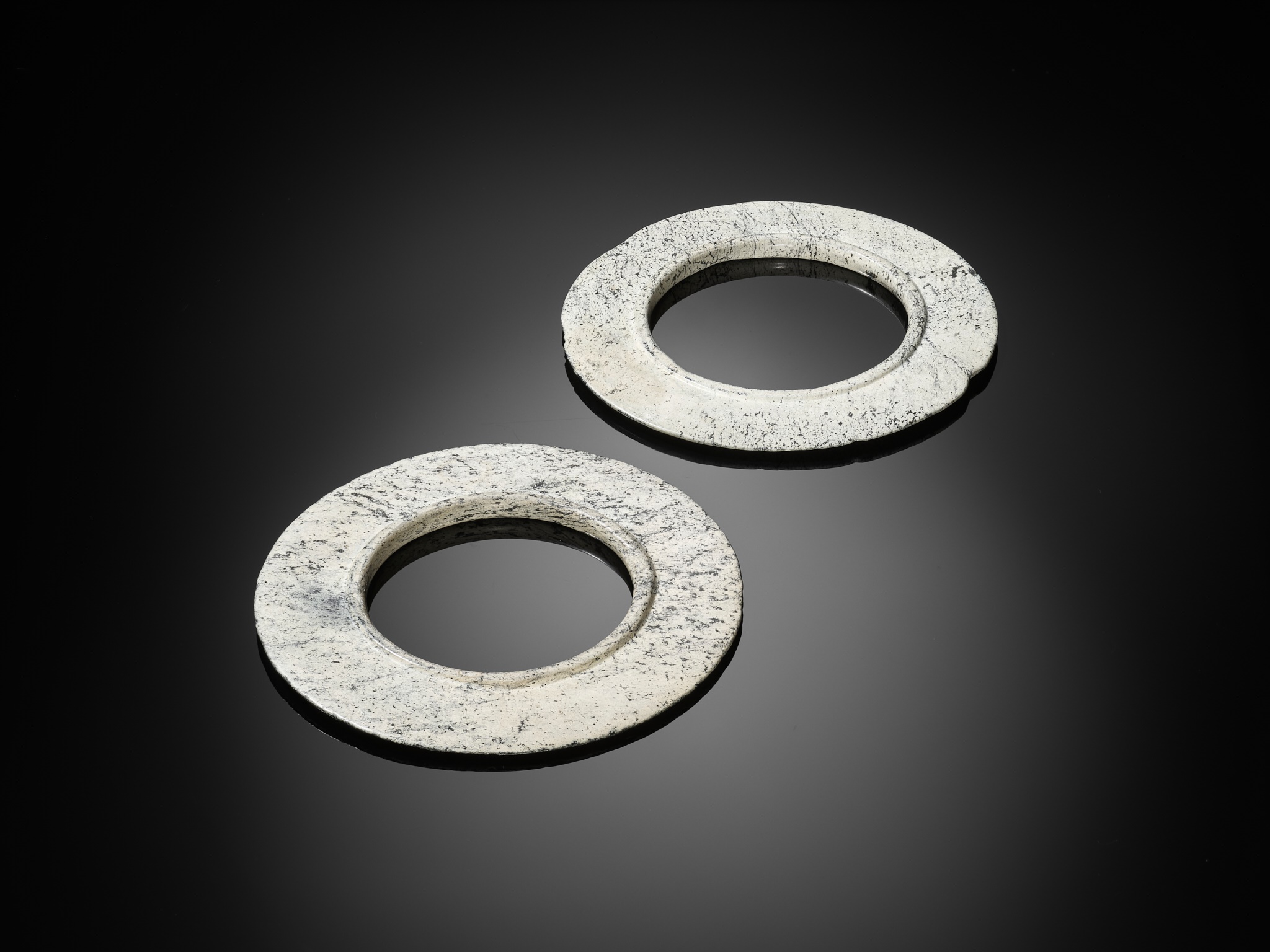 A PAIR OF DARK GREEN JADE COLLARED DISCS, BI, LATE SHANG DYNASTY - Image 13 of 13