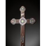A MOTHER-OF-PEARL-INLAID ROSEWOOD APOSTLE CROSS, VIETNAM, NGUYEN DYNASTY, 19TH CENTURY