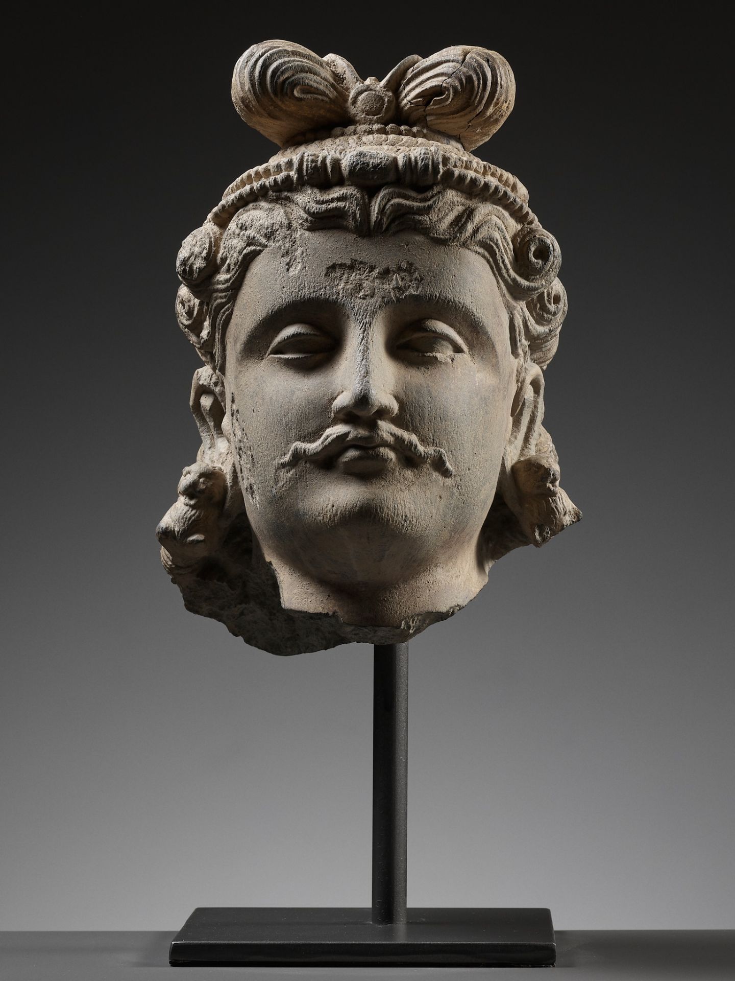 AN IMPORTANT SCHIST HEAD OF MAITREYA, ANCIENT REGION OF GANDHARA, 2ND-3RD CENTURY
