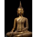 A GILT-LACQUER BRONZE FIGURE OF BUDDHA SHAKYAMUNI, RATTANAKOSIN KINGDOM