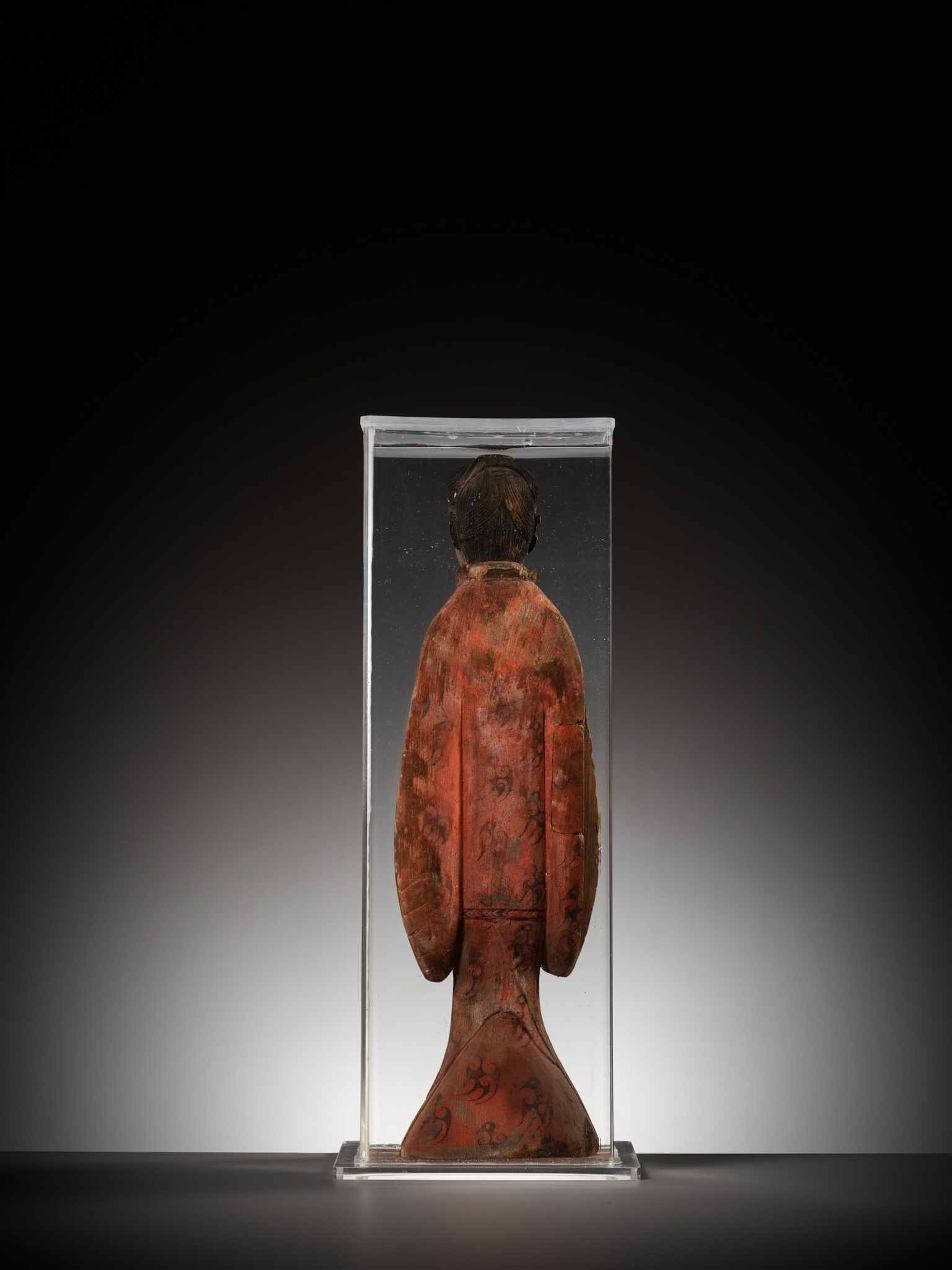 A PAINTED WOOD FIGURE OF A COURT LADY, WARRING STATES PERIOD TO WESTERN HAN DYNASTY - Image 15 of 18