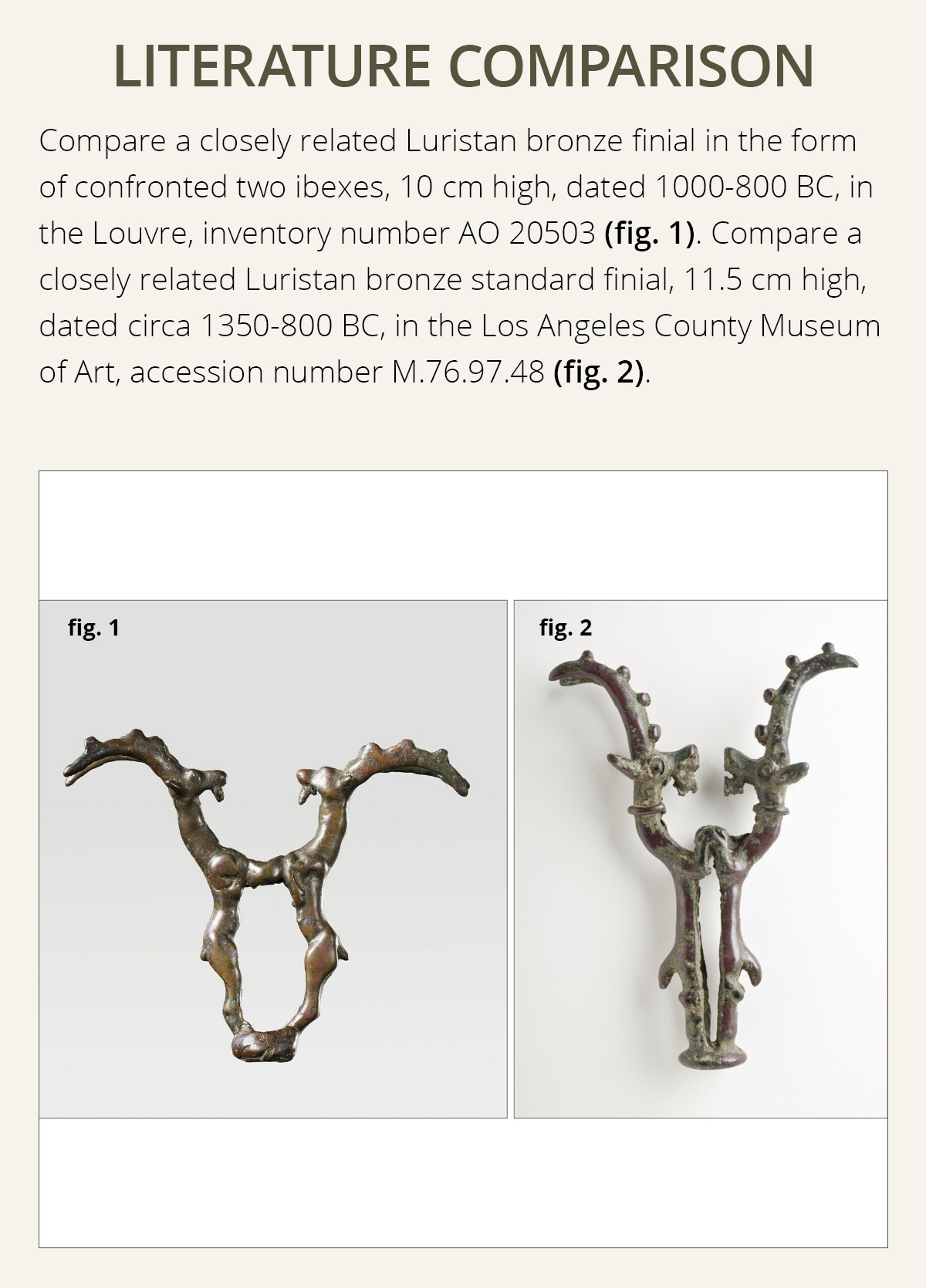 A LURISTAN BRONZE 'DOUBLE IBEX' FINIAL, IRAN, CIRCA 1350-1000 BC - Image 5 of 11