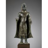 A RARE BRONZE FIGURE OF BUDDHA, MON DVARAVATI PERIOD