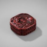 A SMALL CINNABAR LACQUER BOX AND COVER, YUAN TO EARLY MING DYNASTY