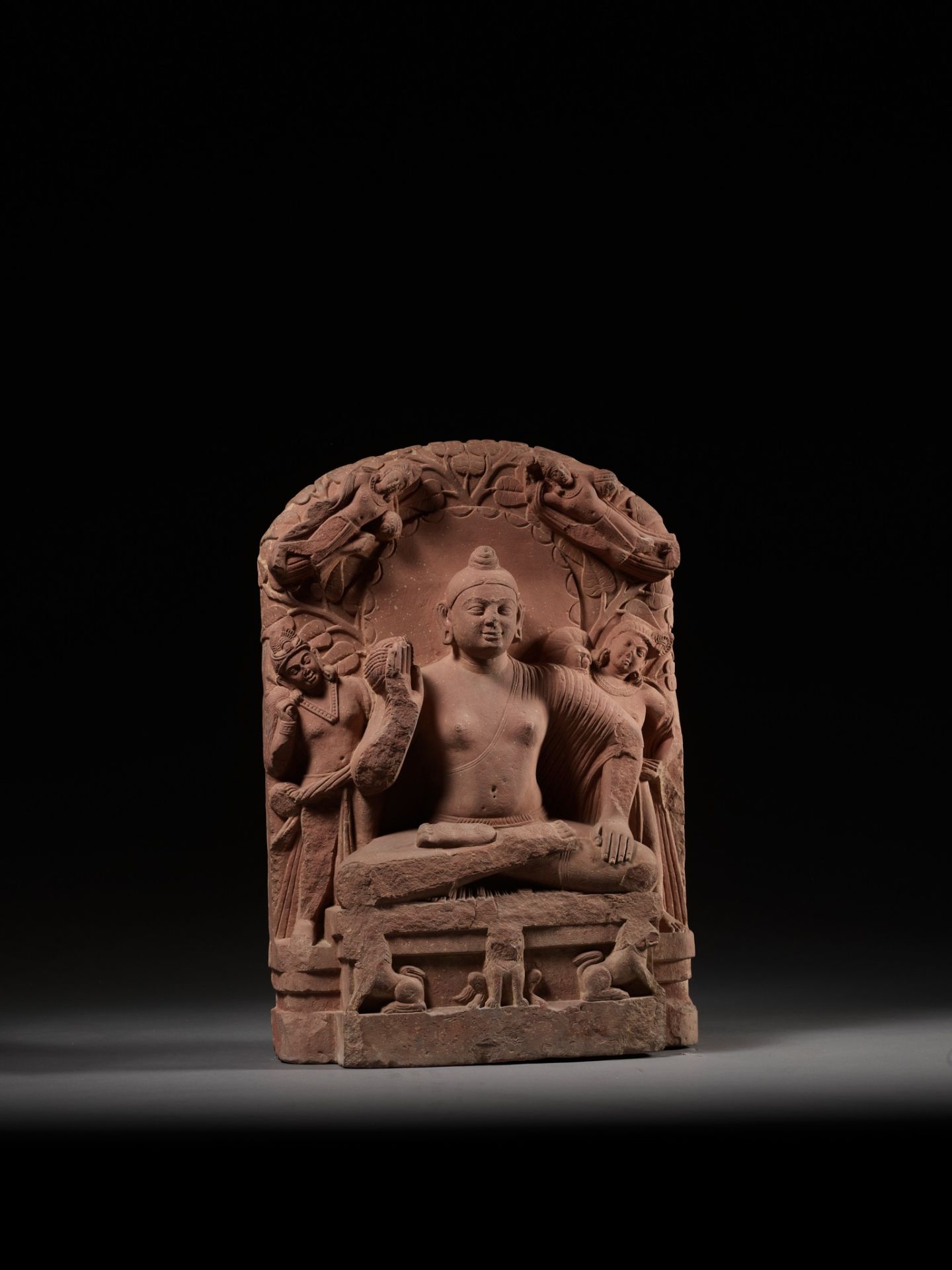 A PINK SANDSTONE STELE DEPICTING BUDDHA, MATHURA, 2ND-3RD CENTURY - Image 14 of 15