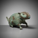 A RARE BRONZE FIGURE OF A RAT, DONG SON CULTURE