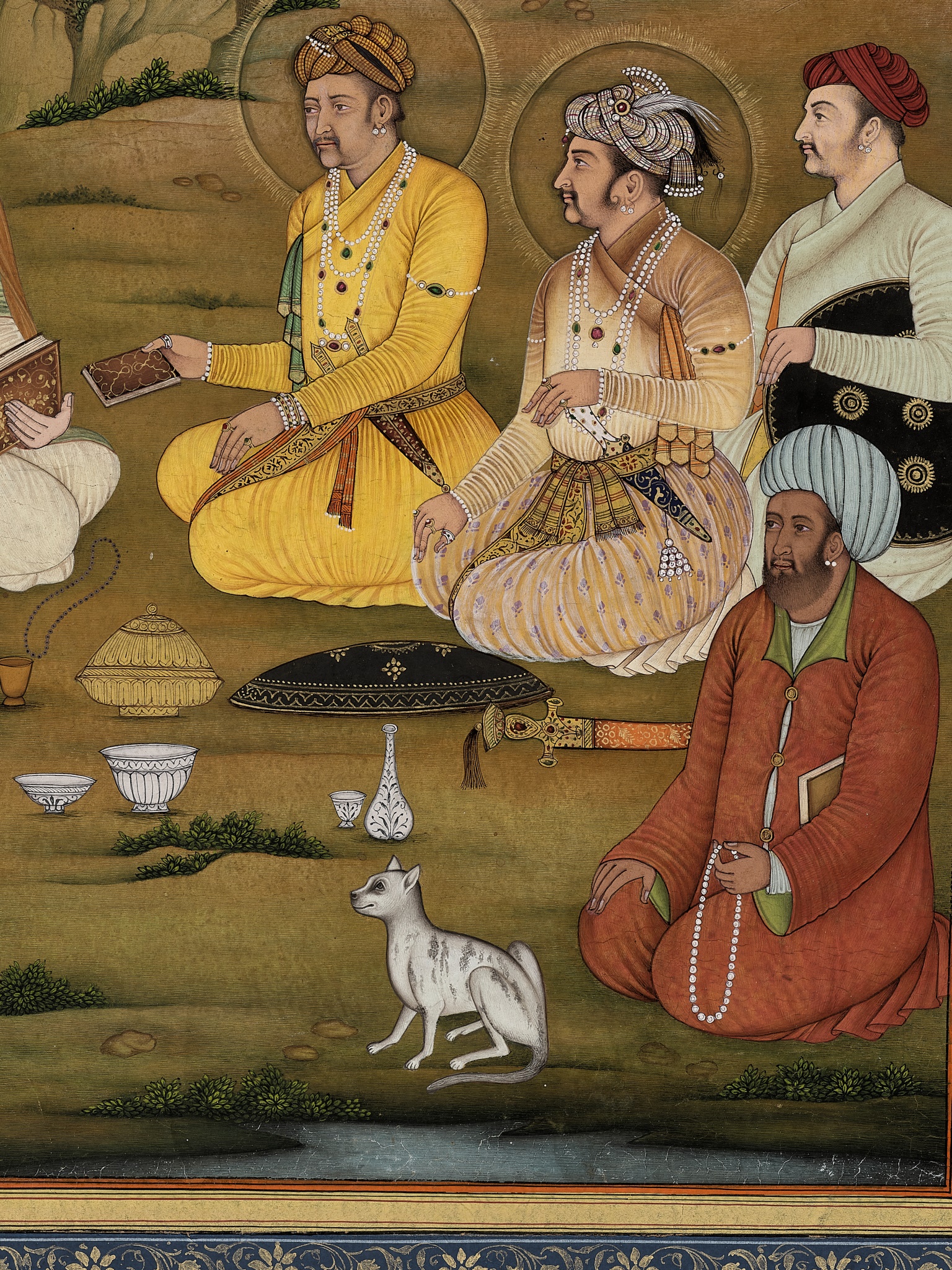 AN INDIAN MINIATURE PAINTING OF EMPEROR JAHANGIR AND HIS SONS VISITING A HERMIT