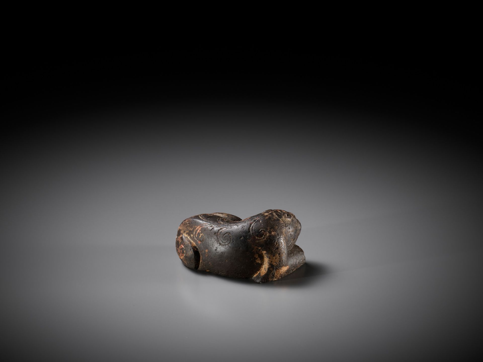 A LIMESTONE 'LION' MAT WEIGHT, HAN DYNASTY - Image 9 of 12