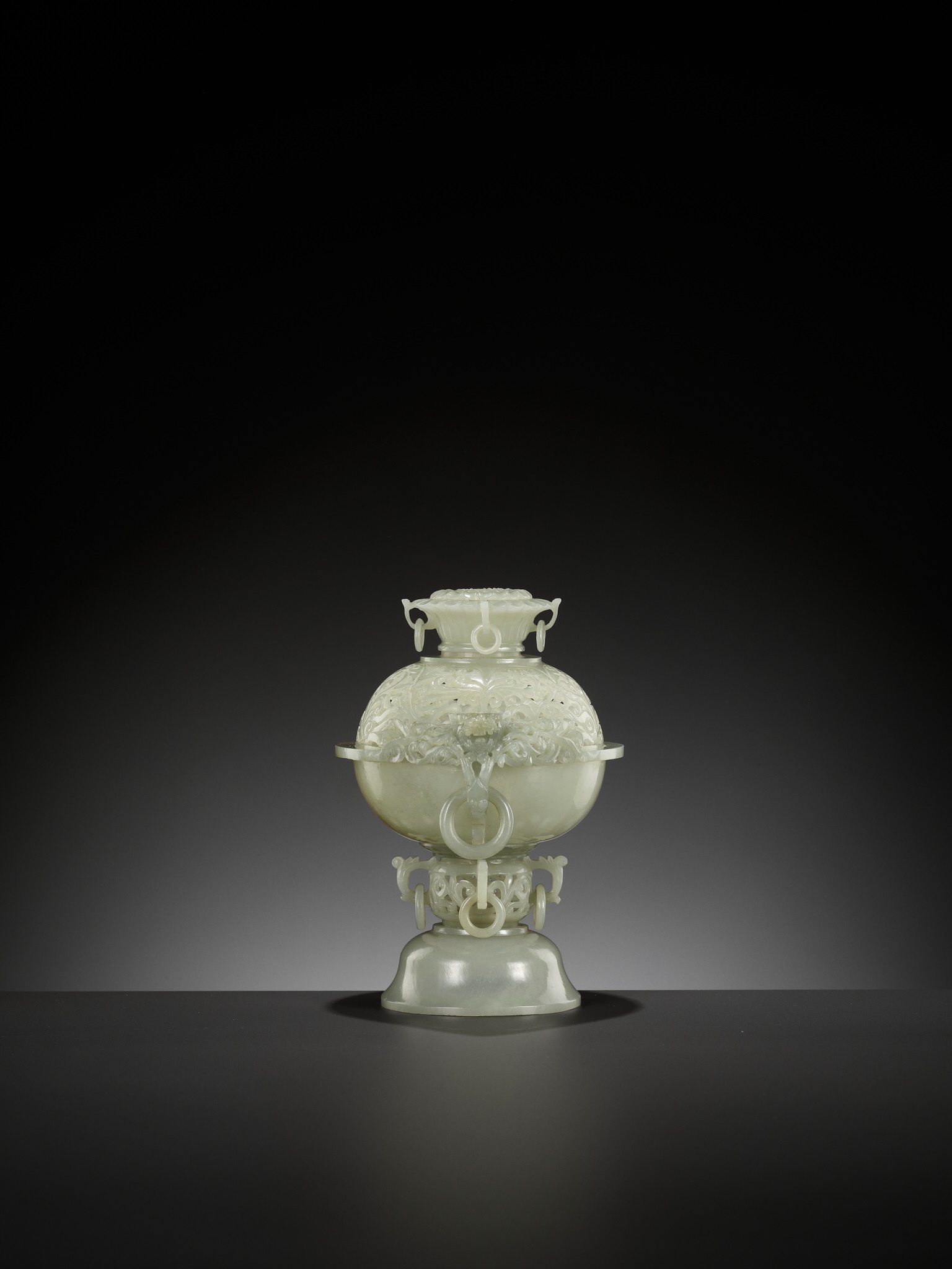 A MUGHAL STYLE PALE CELADON JADE CENSER AND COVER - Image 11 of 16