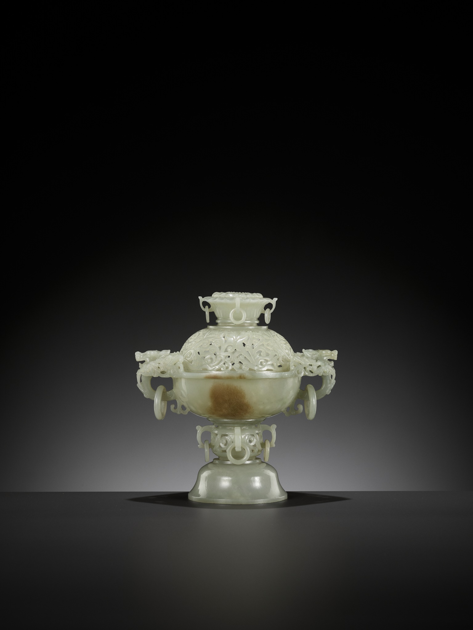 A MUGHAL STYLE PALE CELADON JADE CENSER AND COVER - Image 7 of 16