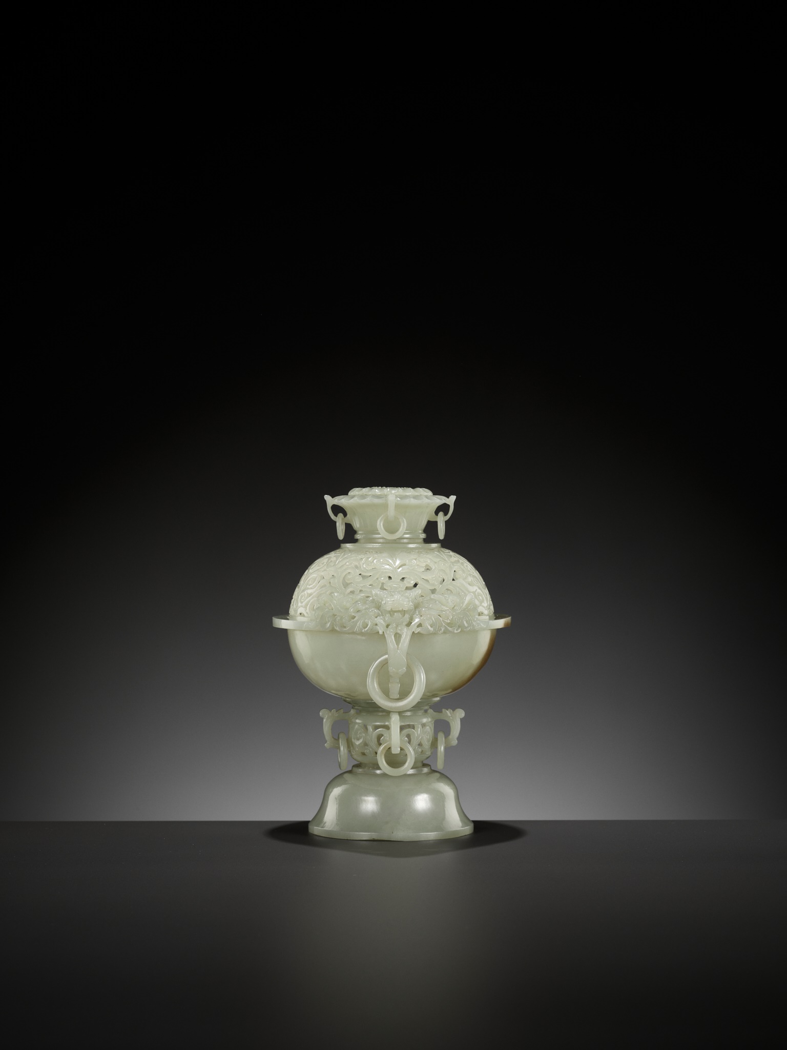 A MUGHAL STYLE PALE CELADON JADE CENSER AND COVER - Image 12 of 16