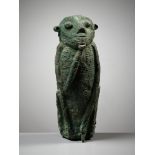 A RARE 'PENSIVE MONKEY' BRONZE VESSEL, DONG SON CULTURE