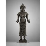 A BRONZE FIGURE OF THE GODDESS UMA, KHMER, ANGKOR WAT STYLE, 12TH - 13TH CENTURY