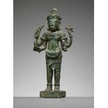 A KHMER BRONZE FIGURE OF AVALOKITESHVARA, ANGKOR PERIOD