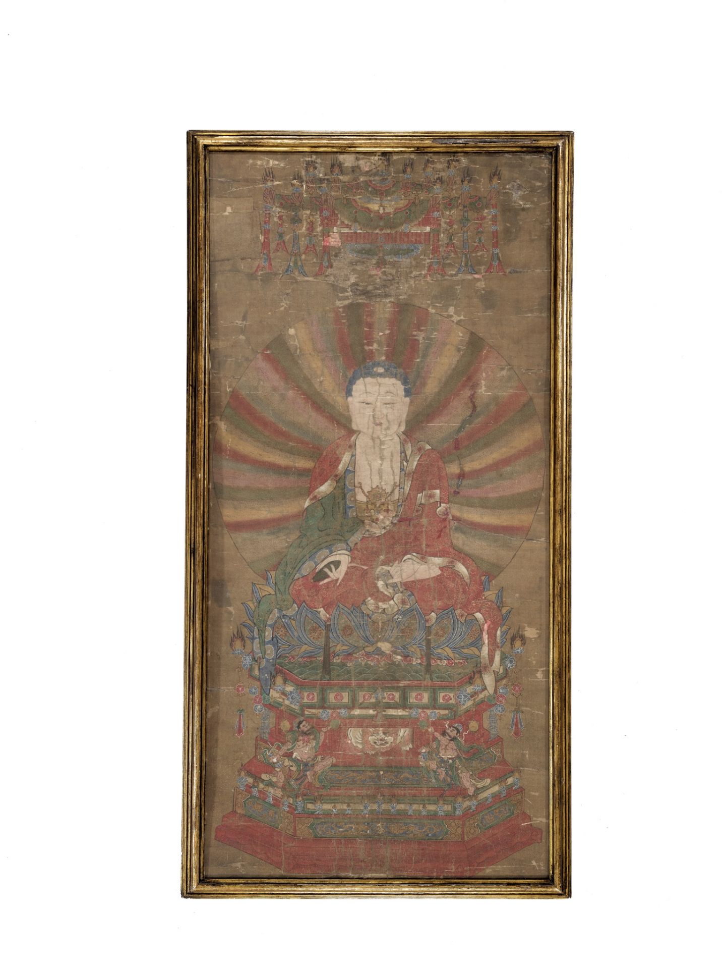 AN IMPORTANT BUDDHIST VOTIVE PAINTING DEPICTING BUDDHA, EARLY MING DYNASTY, 1400-1450 - Bild 7 aus 10