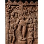 A TERRACOTTA PLAQUE WITH A MOTHER GODDESS, EASTERN INDIA, CHANDRAKETUGARH, C. 1ST CT BC TO 1ST CT AD