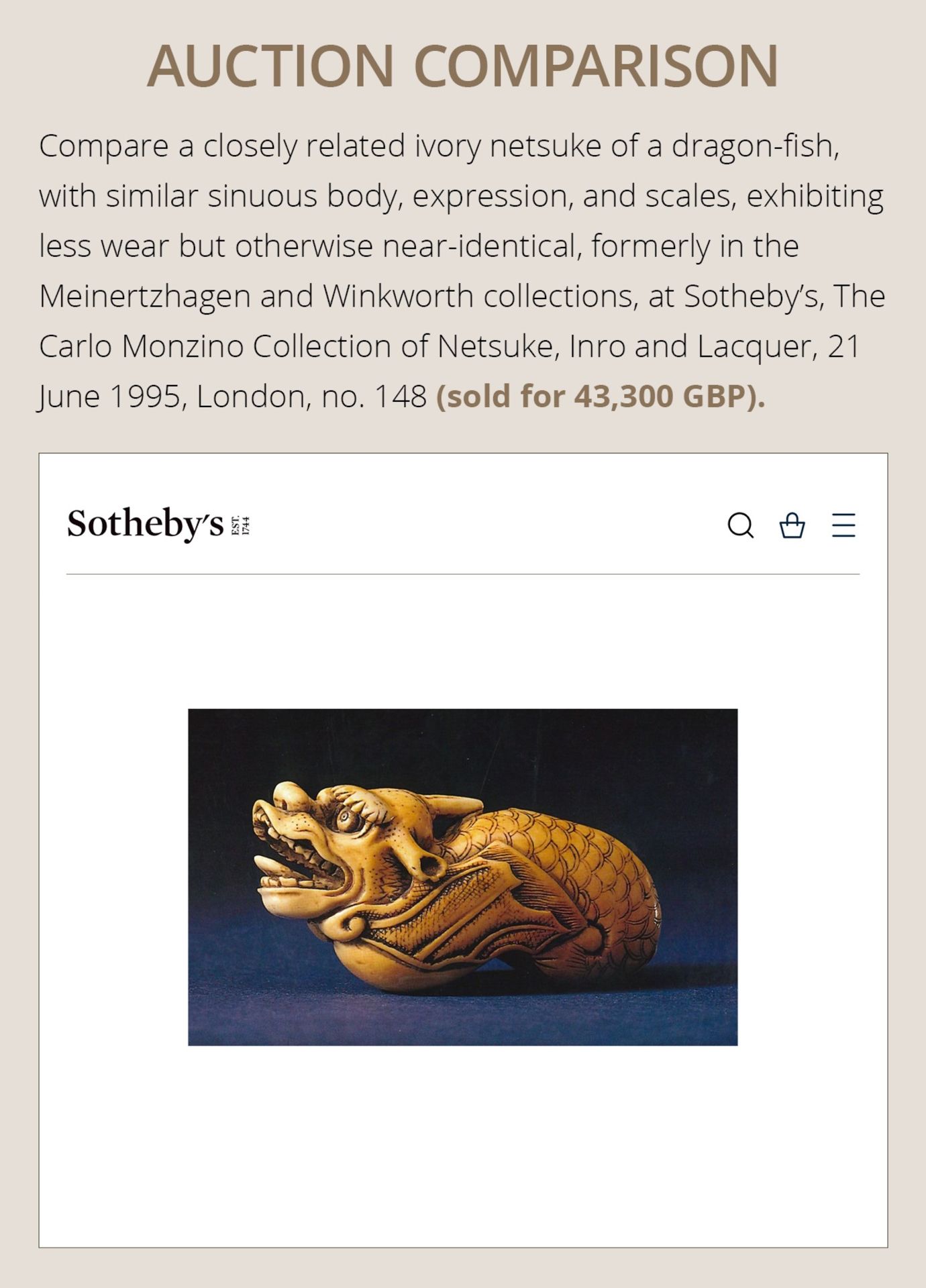 A RARE IVORY NETSUKE OF A WINGED DRAGON-FISH (MAKATSUGYO) - Image 4 of 13