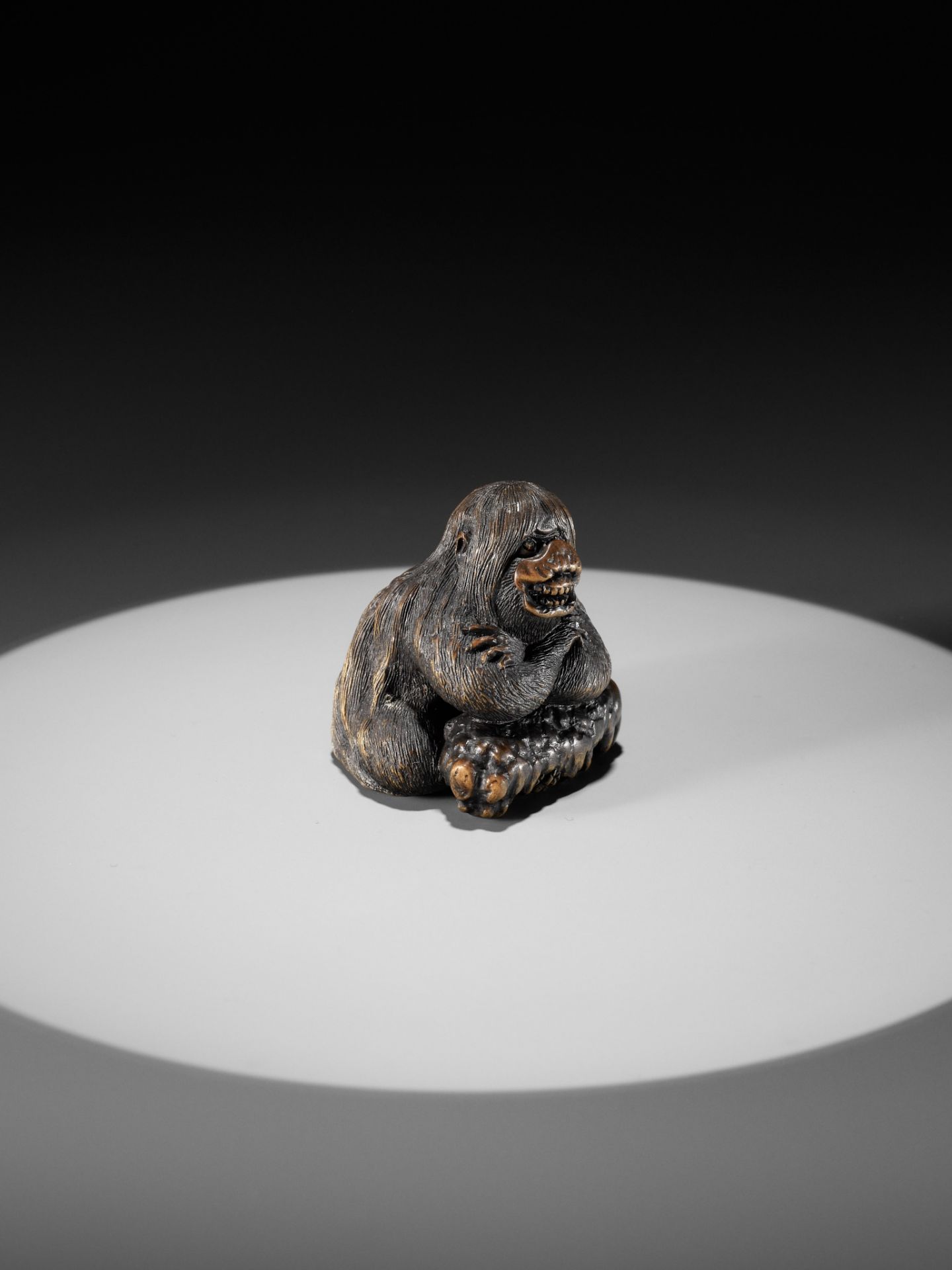 HOSHUNSAI MASAYUKI: A MASTERFUL WOOD NETSUKE OF A STRANGE KAPPA - Bild 16 aus 22