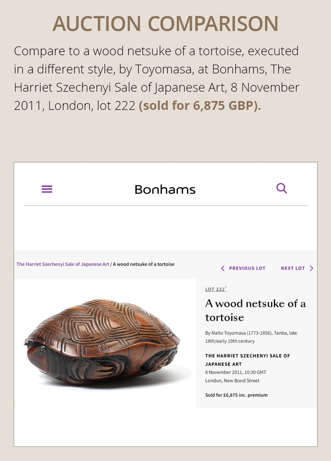 TOYOMASA: A SUPERB WOOD NETSUKE OF A TORTOISE - Image 5 of 18