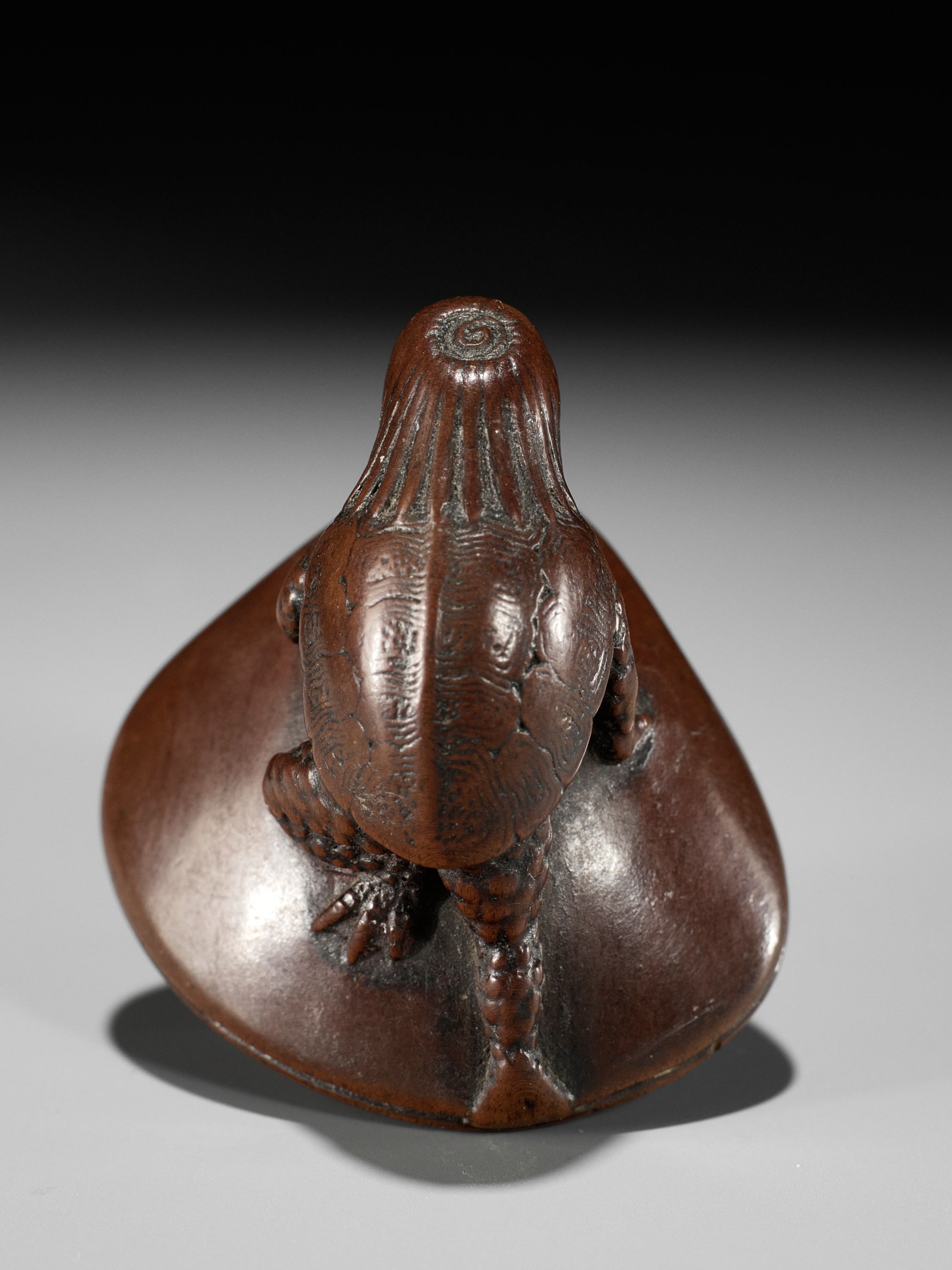 SUKETADA: A FINE WOOD NETSUKE OF A KAPPA TRAPPED BY A CLAM - Image 14 of 16