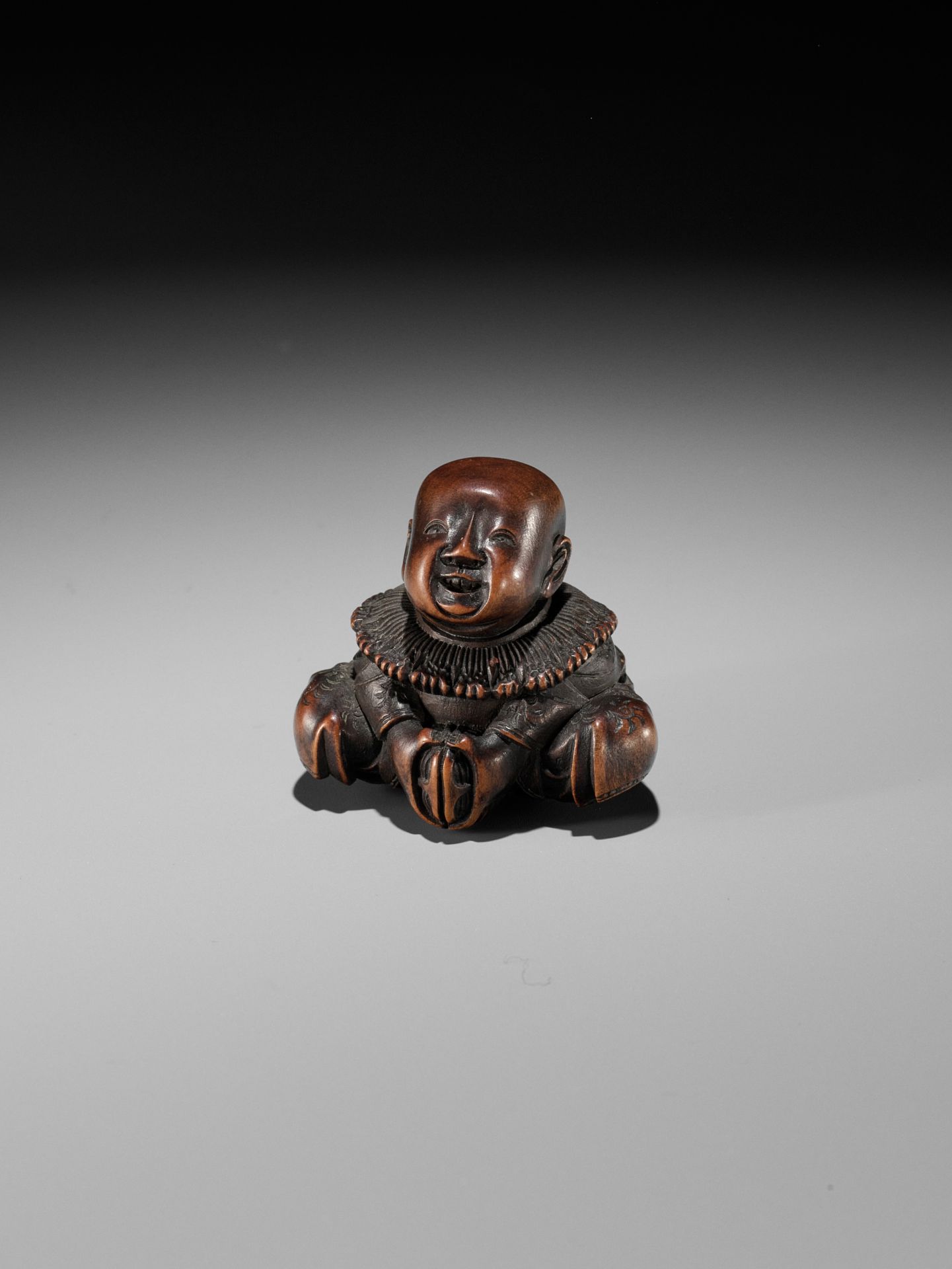 MASAYUKI: A FINE WOOD NETSUKE OF A BOY - Image 11 of 12