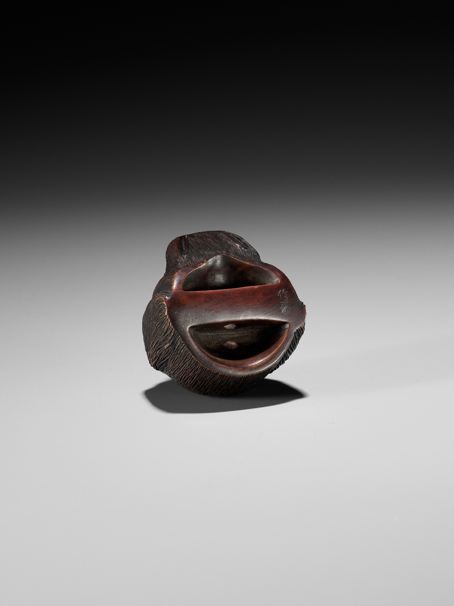 CHIKUSAI: A RARE WOOD NETSUKE DEPICTING THE HEAD OF A DOG - Image 11 of 12