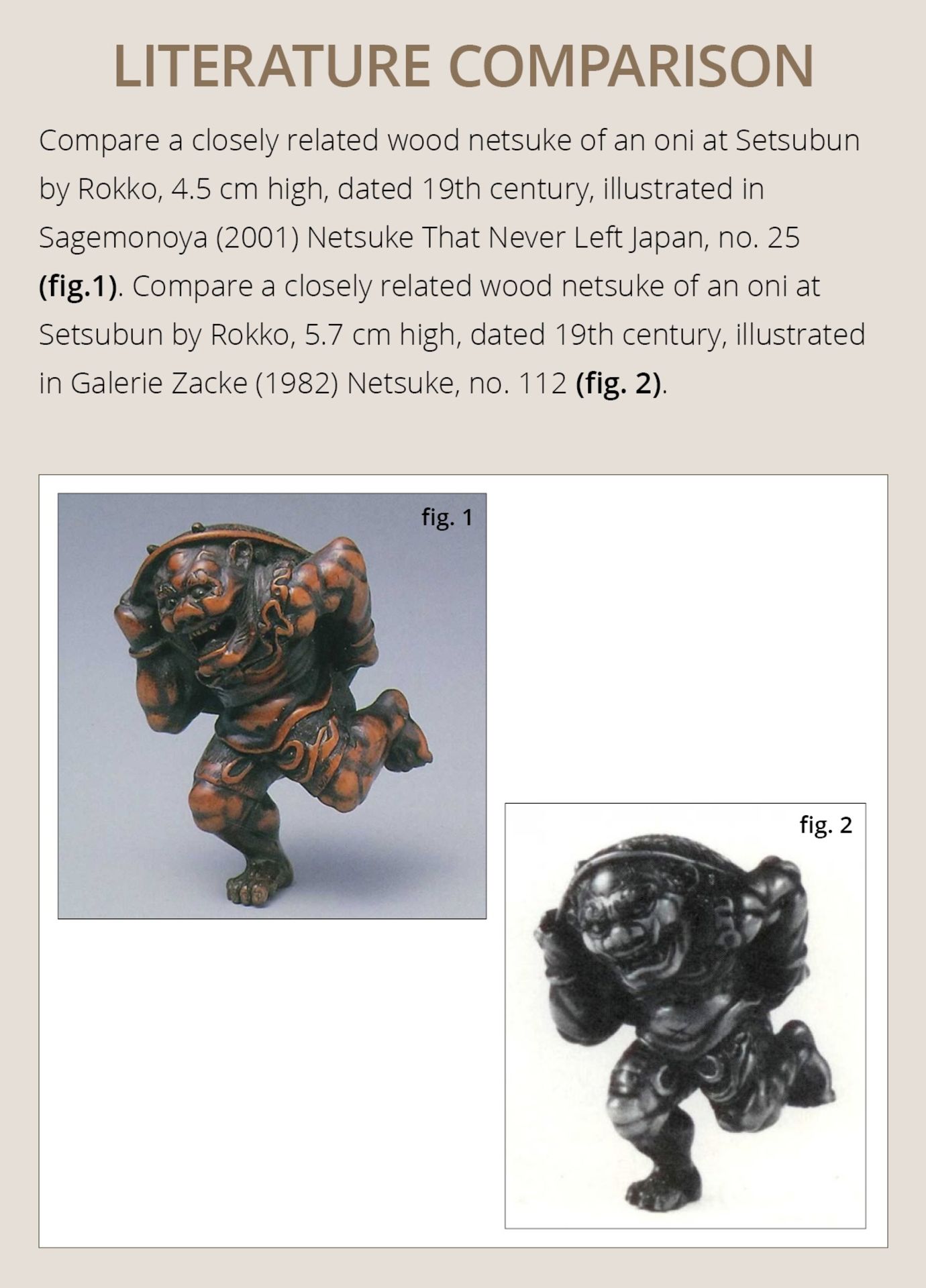 A WOOD NETSUKE OF AN ONI AT SETSUBUN, ATTRIBUTED TO ROKKO - Image 4 of 9