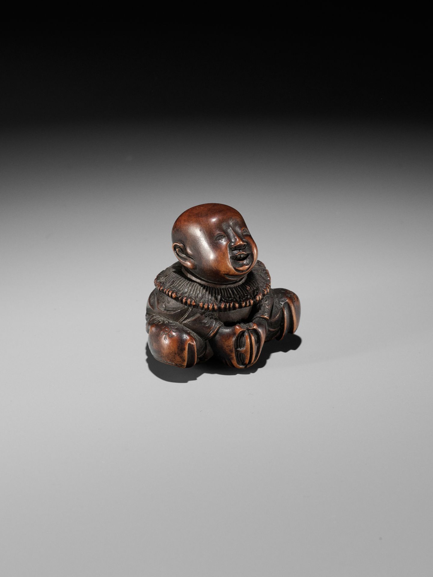 MASAYUKI: A FINE WOOD NETSUKE OF A BOY - Image 10 of 12