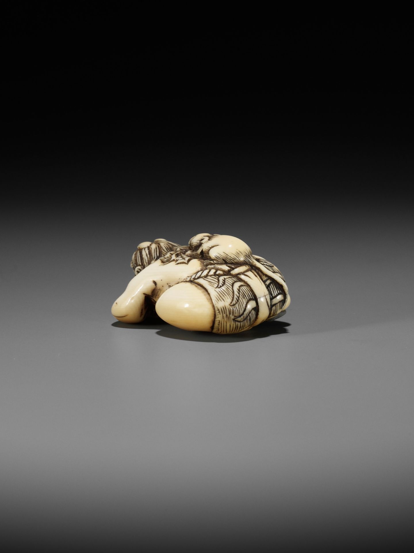 A RARE IVORY NETSUKE OF SHIRO - Image 8 of 11