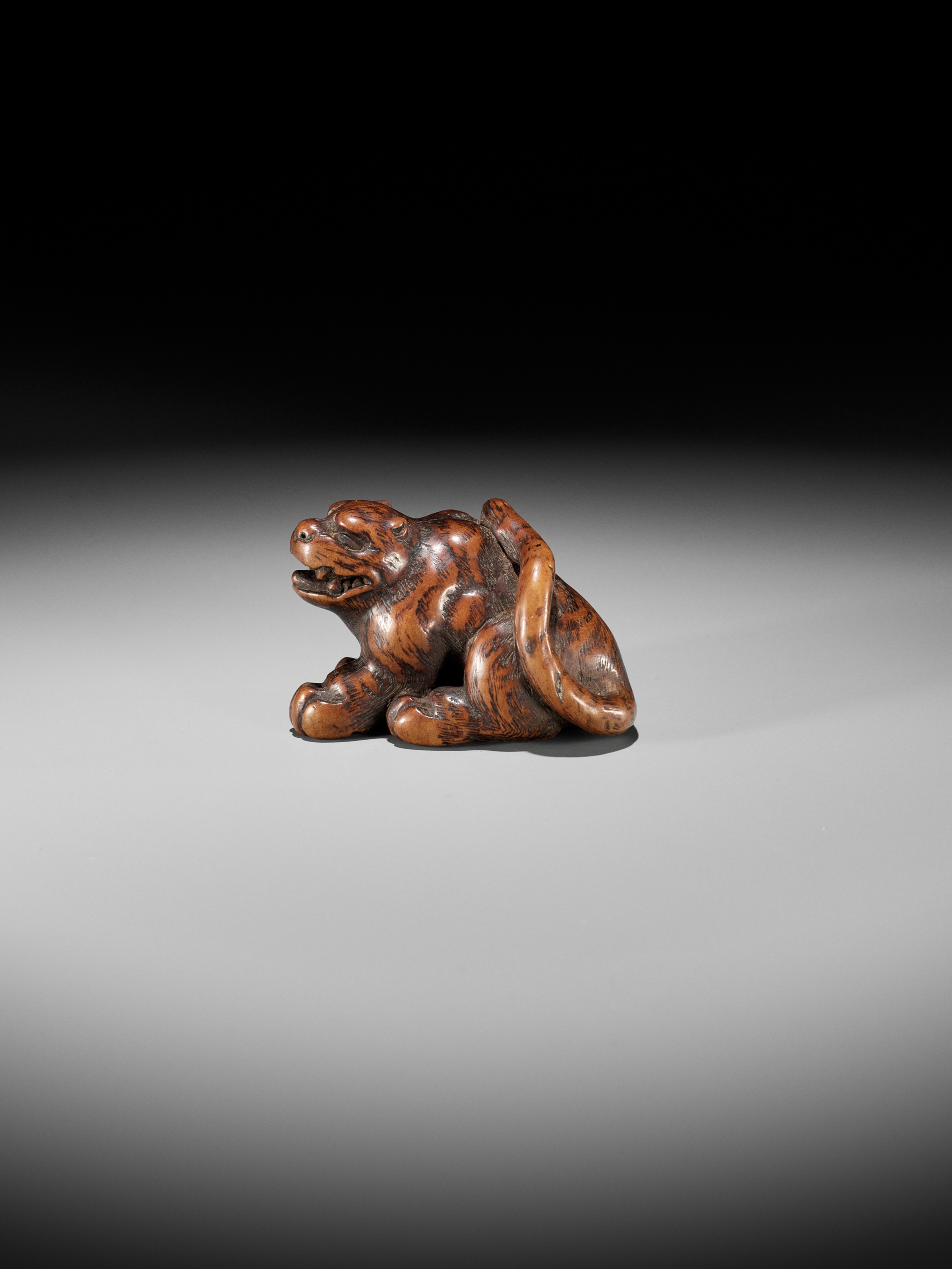 KOKEI: A WOOD NETSUKE OF A TIGER - Image 3 of 15