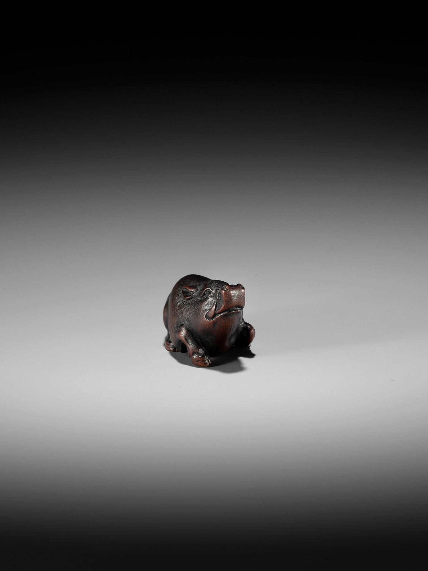 ITTAN: A SUPERB WOOD NETSUKE OF A WILD BOAR - Bild 12 aus 14