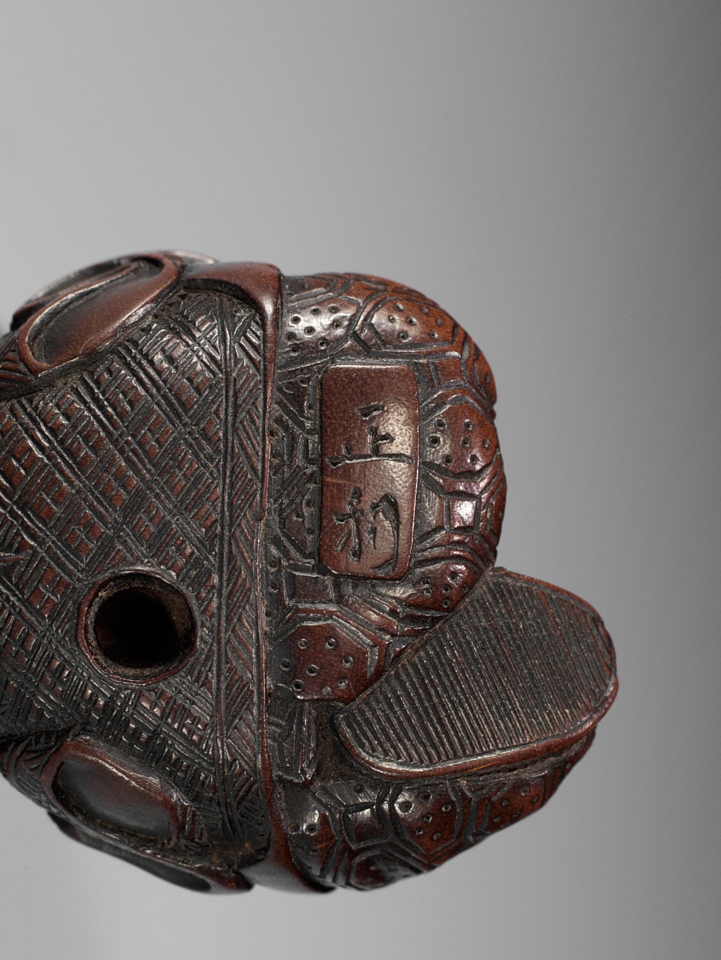 MASATOSHI: A NAGOYA SCHOOL WOOD NETSUKE OF A SLUMBERING SHOJO - Image 12 of 14