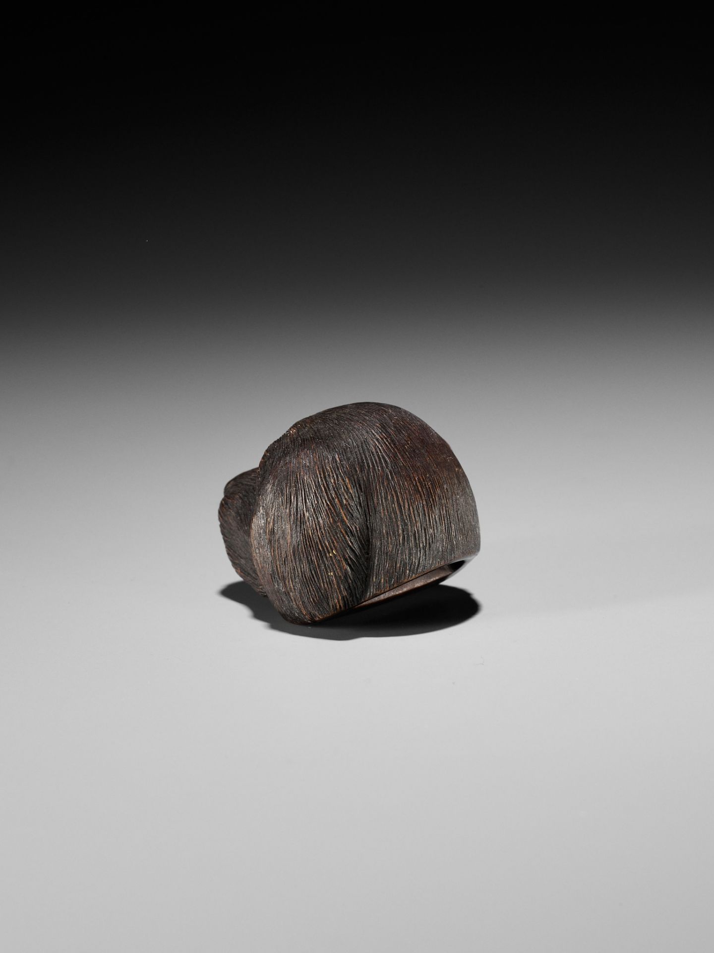 CHIKUSAI: A RARE WOOD NETSUKE DEPICTING THE HEAD OF A DOG - Image 7 of 12