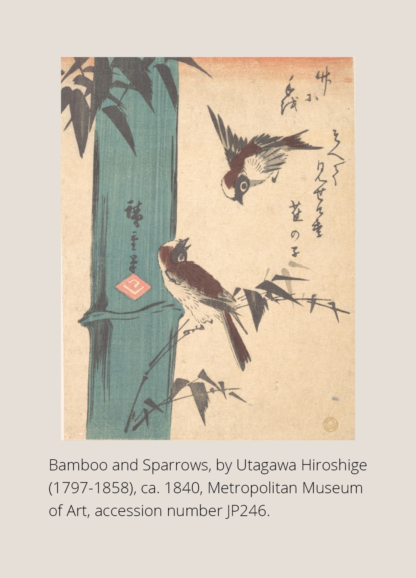 A DARK WOOD KAGAMIBUTA NETSUKE WITH A SHAKUDO PLATE DEPICTING SPARROWS IN BAMBOO - Image 4 of 8