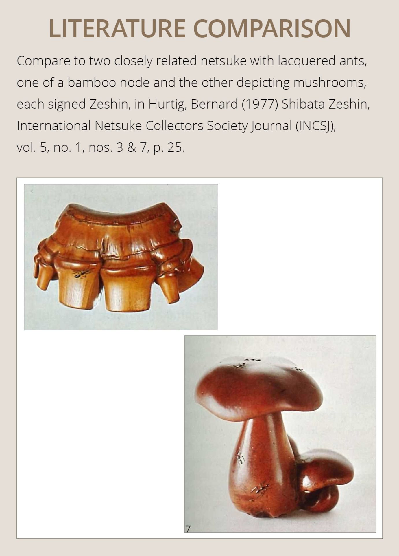 ZESHIN: A WOOD NETSUKE OF A REISHI FUNGUS WITH LACQUERED ANTS - Bild 4 aus 12