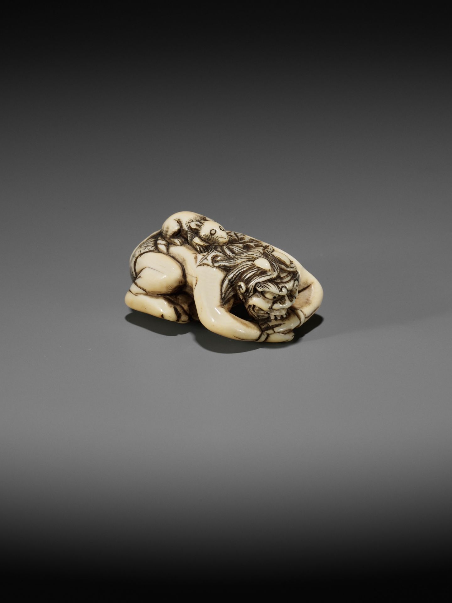 A RARE IVORY NETSUKE OF SHIRO - Bild 10 aus 11