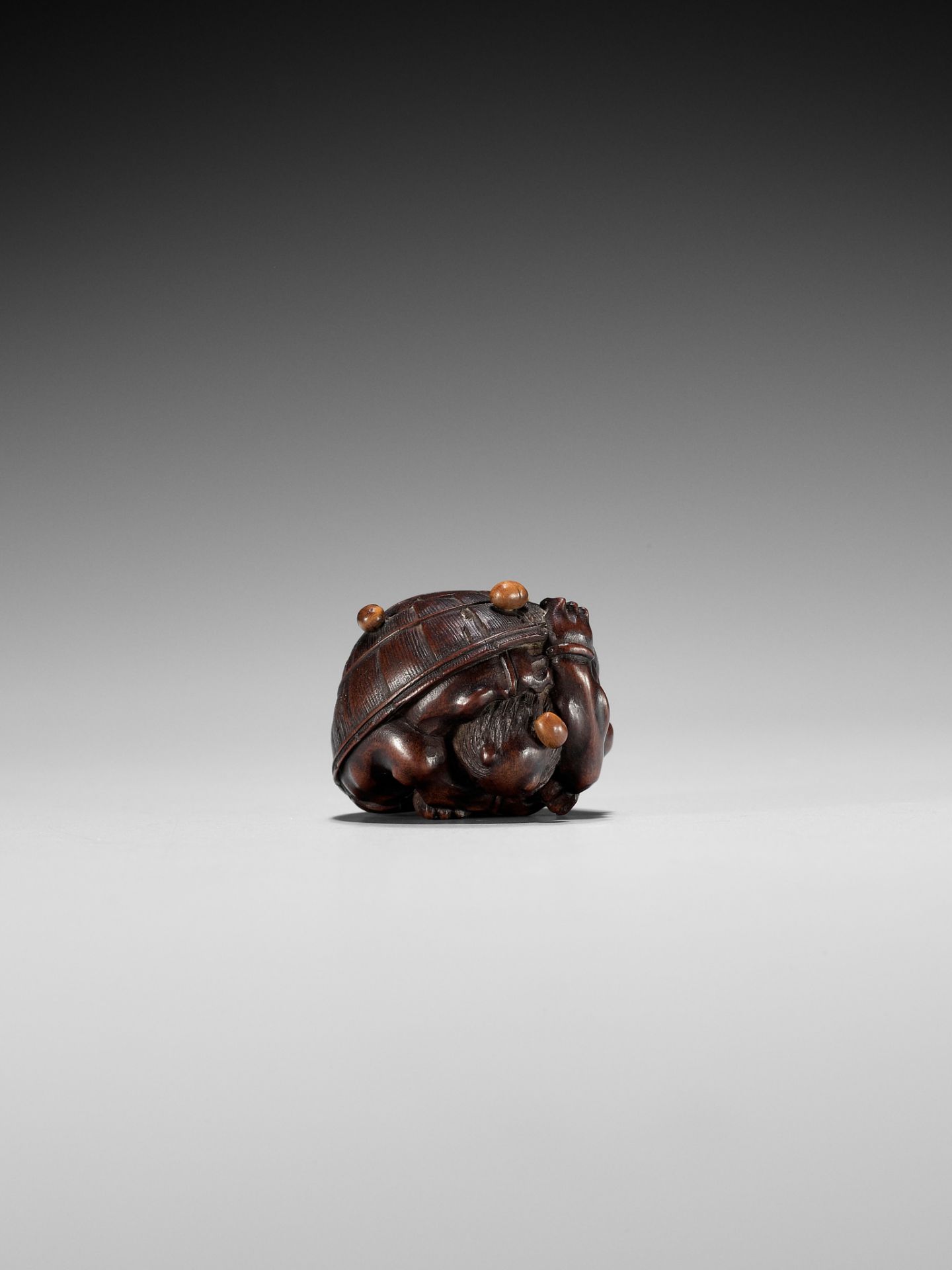 MASAKAZU: A WOOD NETSUKE OF A COWERING ONI DURING SETSUBUN - Image 6 of 13