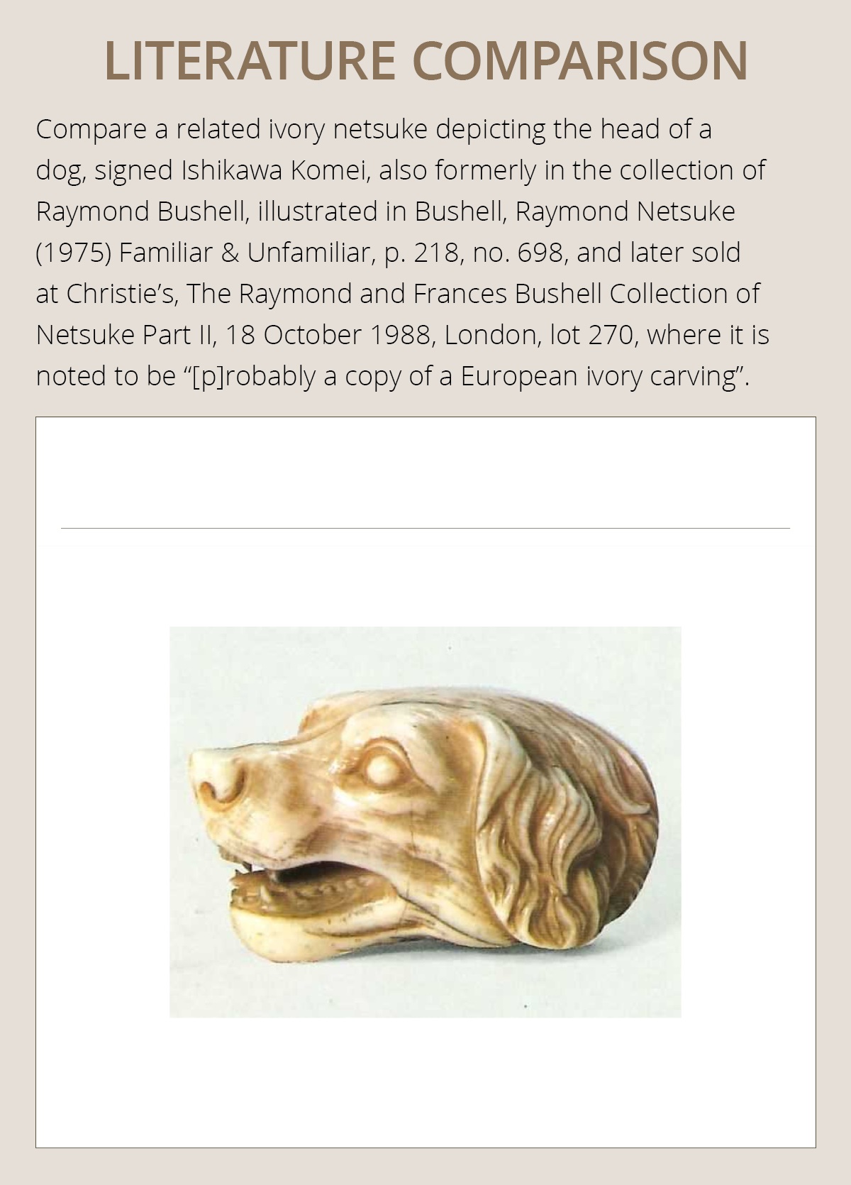 CHIKUSAI: A RARE WOOD NETSUKE DEPICTING THE HEAD OF A DOG - Image 4 of 12