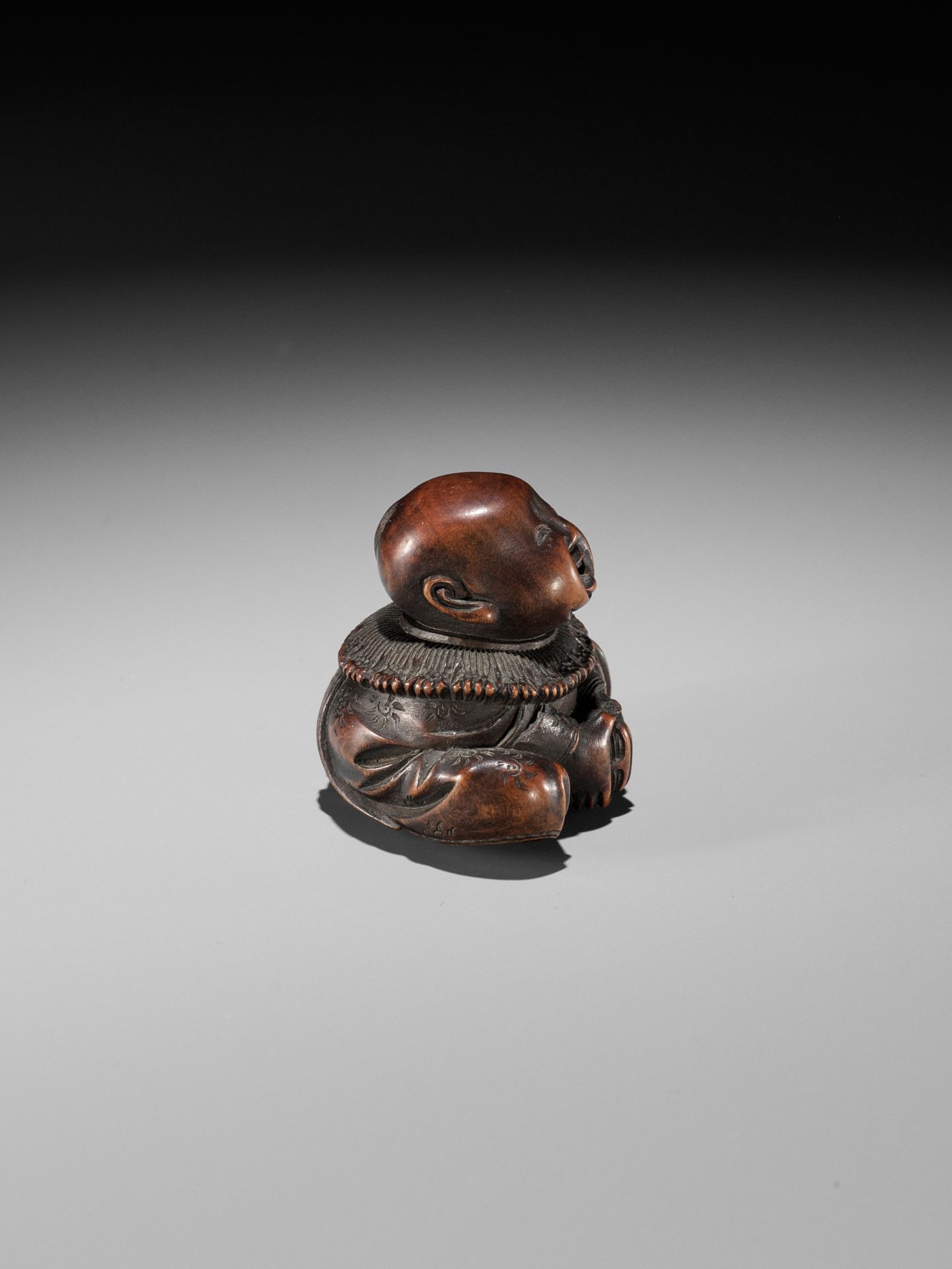 MASAYUKI: A FINE WOOD NETSUKE OF A BOY - Image 9 of 12