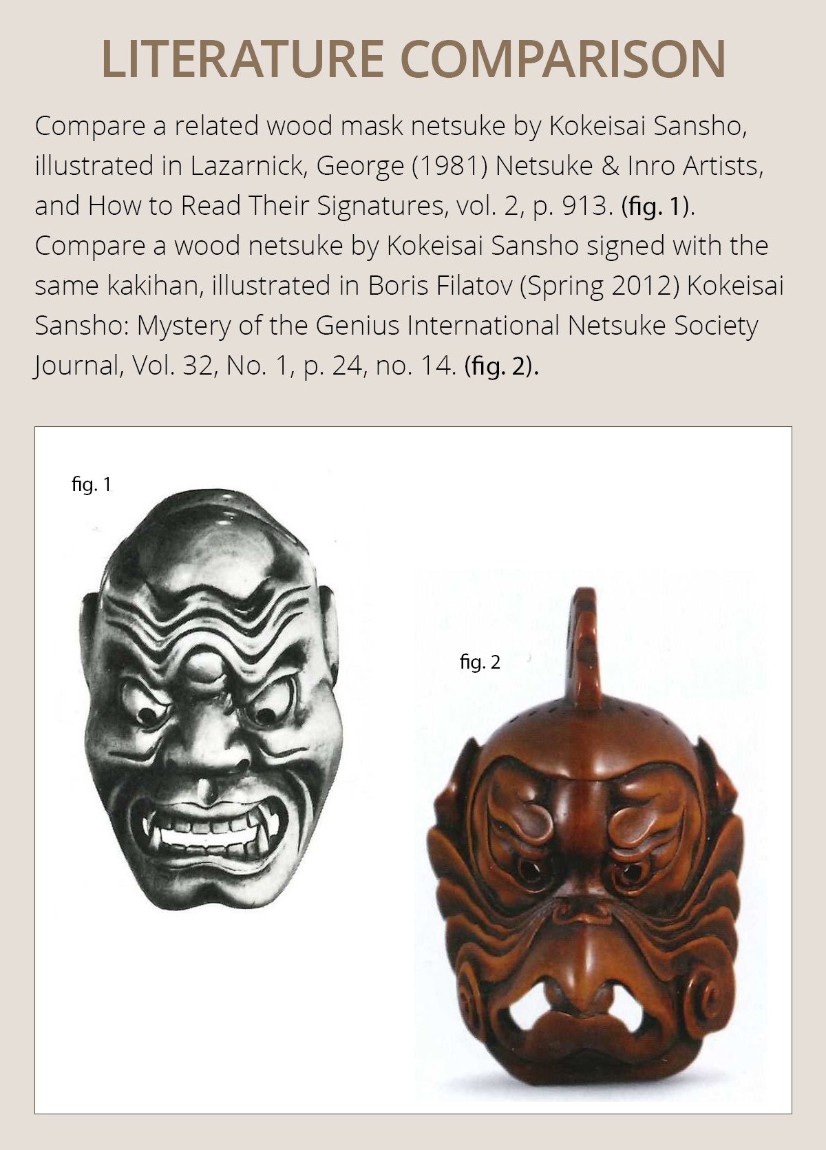 KOKEISAI SANSHO: A SUPERB STAINED WOOD MASK NETSUKE OF A GHOUL - Image 4 of 13