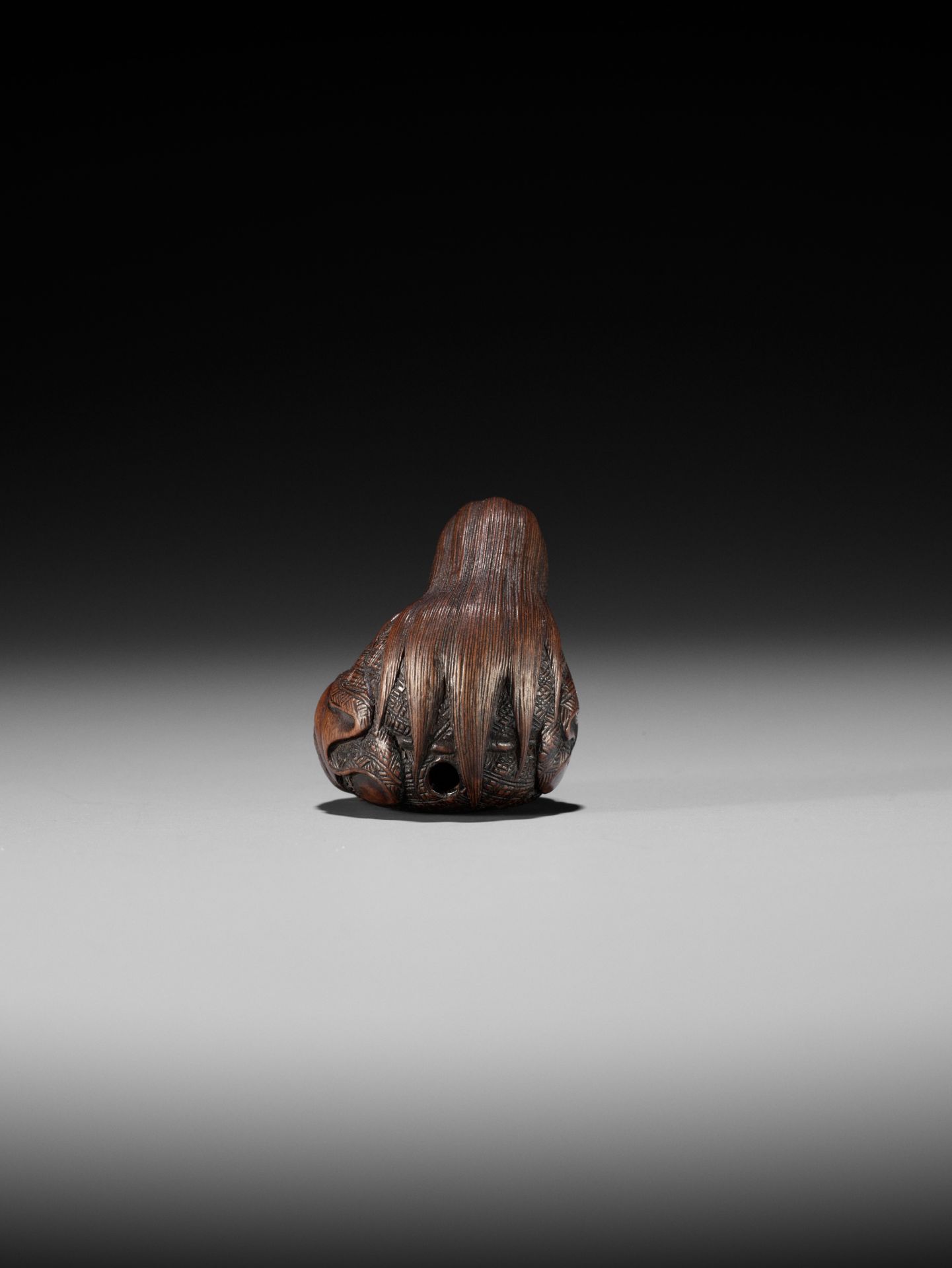 MASATOSHI: A NAGOYA SCHOOL WOOD NETSUKE OF A SLUMBERING SHOJO - Image 7 of 14